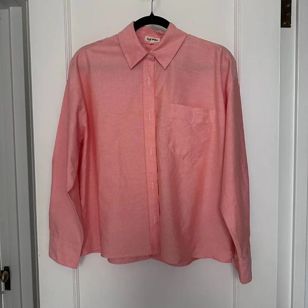 Djerf Avenue Breezy shirt in apricot, size S ~ pre-owned - Picture 2 of 8